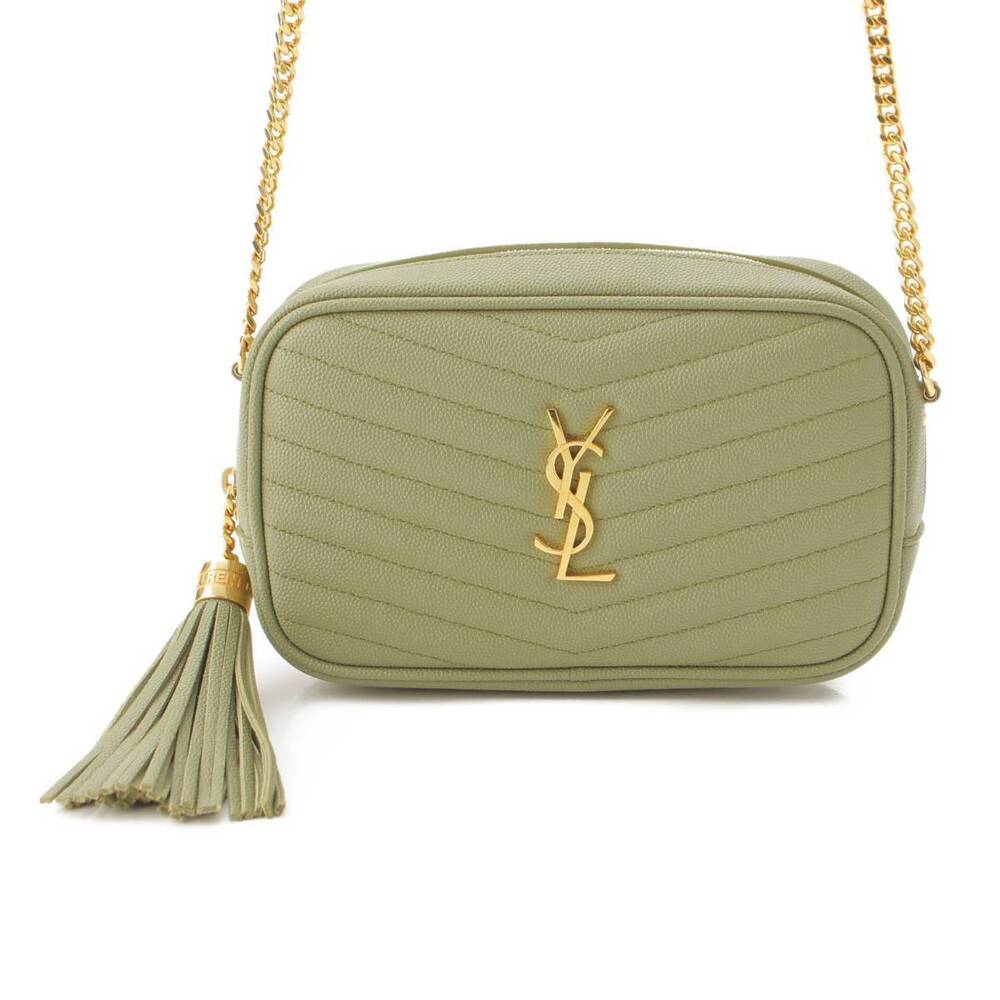 Saint Laurent Lou Chain Clutch Shoulder Bag Green